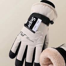 Skihandschuhe zum Skifahren, Snowboarden und Autofahren, Herren Winter Ski Schneehandschuhe wasserdichte, warme und rutschfeste Touchscreen-Handschuhe mit Reißverschluss - Blau - Übersicht 2