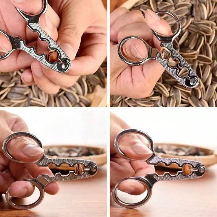 1/2 件葵花籽/南瓜籽剥壳器、胡桃夹子工具、葵花籽剥皮器、榛子开壳器 - 銀色 - 查看 5
