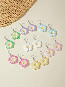 Juego de 14 piezas/8 piezas/6 piezas/2 piezas de pendientes de flor de resina juveniles y de moda, pendientes de vacaciones, disponibles en varios colores, adecuados como regalo para niñas y amigas