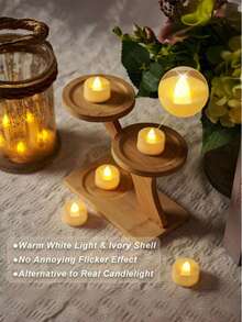 12-Pack Flameless LED Tea Light Candles Flicker Warm Yellow Over 200 Hours Battery Operated Tea Light Candles. Perfect For Parties, Weddings, Birthdays, Gifts And Home Decoration (Battery Remote Included) - 白色 - 查看 8