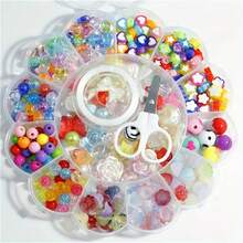 三件套13格花盒珠，浅蓝色系列亚克力风铃花和圆珠可做成手链系列手机挂件 - 混色 - 查看 4