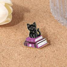 1pc Halloween Magical Book & Cat Brooch, Cute Cartoon Badge Accessory Brooch, Versatile Decoration For Bags, Clothes And More Christmas Gift Men Gifts Bag Pins