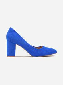 Élégantes Escarpins à Bout Pointu et Talon Bloc - Chaussures de Bureau Classiques pour Femmes - Bleu azur - Voir 3