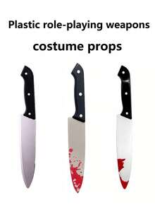 1 pieza Cuchillo de utilería con efecto de sangre, adecuado para juegos de roles, disfraz de enfermera de terror, fiestas de Halloween y actuaciones en el escenario, también para uso diario