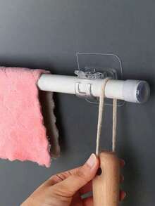 6PCS Curtain Rod Hooks Brackets,Self-Adhesive Curtain Rod Brackets,Adjustable Curtain Rod Hooks, Expandable Curtain Rod Clips, No Drill Adhesive Mounting For Hotel And Home Use, Easy Install Curtain Hanger Clips - Multicolor - View 3