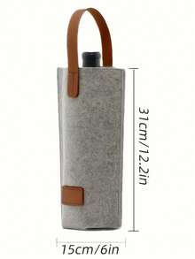 毛毡葡萄酒瓶手提袋 - 单瓶装礼品袋，配有仿皮提手和加固平底；便携可折叠灰色香槟和葡萄酒手提袋，优雅可重复使用的礼盒包装；耐用厚毛毡材质，防撕裂，触感柔软，是婚礼、生日、伴娘等场合的理想酒瓶保护套。