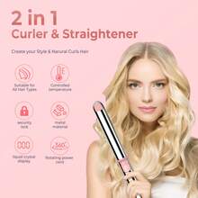 75W Pink Hair Straightener With 360° Swivel Cord, 230°C Max Temp - Portable, Time-Saving, Hair-Care, Ideal For Travel & Daily Use, Perfect Christmas Gift - 查看 3