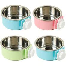 Kathson 2PCS Stainless Steel Dog Bowls Set Removable No Tip Puppy Food And Water Feeder Bowl Basic Metal Small Dog Bowls For Dogs Cats Rabbit Guinea Pigs Ferret FUOT - 尺寸:L(2*藍色,1*粉紅色,1*綠色) - 查看 9