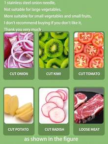 1pc Stainless Steel Onion Needle, Multifunction Onion Holder Slicer For Kitchen - White - View 10