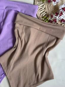 Kit Two (2) Women's Strapless Bodysuits Versatile Elegant Comfortable Spring Summer - Lavender and Beige - View 3