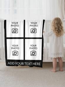 1件装可定制照片毯，家庭毯，照片毯，9格图案，纪念毯，适合作为礼物送给女孩、男孩、成人，情人节礼物，轻便，婴儿毯，个性化抓绒毯，个性化照片毯，个性化披毯，个性化婴儿毯，新生儿毯，适合母亲节、生日、儿童节、父亲节、毕业典礼、婚礼、圣诞节、万圣节、返校季等场合。 - 四張照片+文字 - 查看 3