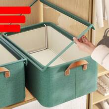 Teal Blue Foldable Steel Frame Storage Box For Household Pants And Clothes, Perfect For Dorm Organizing Clothes And Miscellaneous Items. - Teal Blue - View 4