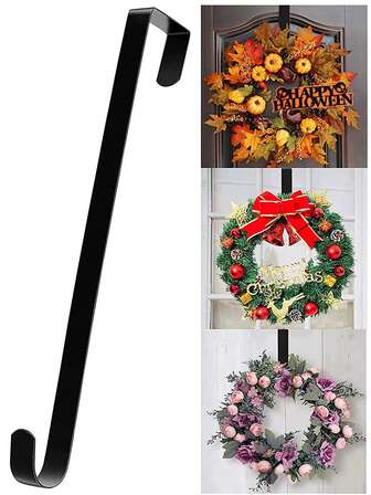 1 buc. Suport pentru coronițe de sărbători, cârlig metalic lung pentru ușă, decor pentru casă, decorațiuni de Crăciun, decor pentru cameră, Crăciun, iarnă, decorațiuni de Crăciun, cadouri de Crăciun, decor de Crăciun