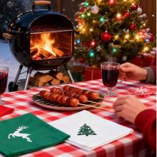 4 Pieces Christmas Printing Napkins Cloth Hemming 40*40cm/15.74*15.74inch Square Potluck At Home Casual Dinner Holiday Open House Sweet Party Tables Decorative Perfect For Indoor Or Ourdoor Events Brunch Grand Celebration