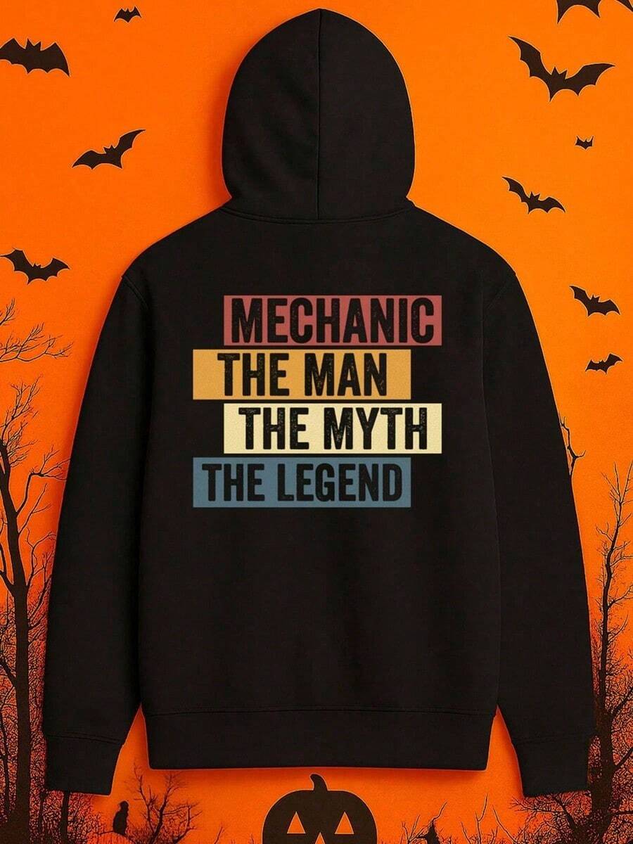 1pc Men'S Vintage Streetwear Hooded Sweatshirt - Black With Mechanic-Themed Graphic Print, Mechanic The For Man The Myth The Text & Car Engine Design, Polyester Winter Warmth, Comfortable Casual P,Fall Hoodies,Men's Fall Clothes,Street Wear,Halloween,Mens Hoodies,Y2k Clothes,Jesus Hoodie,Thanksgiving Day,Nightmare Before Christmas,Christmas - màu đen - Xem 1