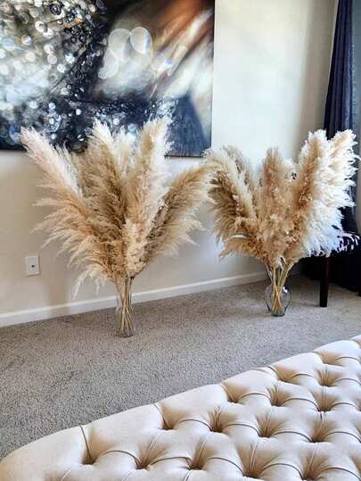 5/10/15/20pcs 22 Inch/56cm Tall Beige Pampas Grass Stems, Add Boho Vibe To Your Space - Pampas Grass Is An Ideal Choice For Floral Arrangements, Vases, Weddings And Creating A Bohemian Atmosphere At Home, Christmas And Valentine's Day Wedding Decor