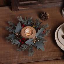 1pc Christmas Candle Garland - Artificial Red Berry Greenery Garland, Country Farmhouse Style, Rich Layered Design, Table Centerpiece, Suitable For LED Flameless Candle Holders, Indoor And Outdoor Fireplaces, Foyer, Dining Table, Wedding, Party, Seasonal Holiday Home Decor (Candle Not Included) Christmas Decorations Winter Room Decor Christmas Decorations Home Christmas Gifts Christmas Decor - Multicolor - View 11