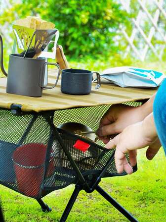 Portable Aluminum Foldable Camping Table, Ultra-Lightweight Roll-Up Picnic Desk With Storage Net Bag - Outdoor Coffee Table For Travel, Hiking, And Road Trips