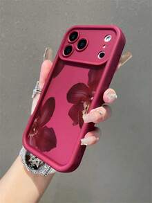 Flower 1pc Minimalist Red Floral Pattern Shockproof TPU Phone Case, Compatible With Apple 16 Pro Max/15 Plus/14/13/12/11/8P/XS Max And Galaxy S24 Ultra/S23 FE/S22/S21/S20/A52S/A15/A03, Suitable For New 17/17 Pro/17 Pro Max