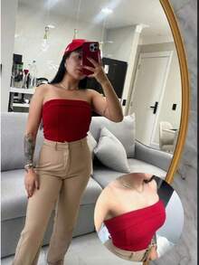 Kit Two (2) Women's Strapless Bodysuits Versatile Elegant Comfortable Spring Summer - Red and White - View 6