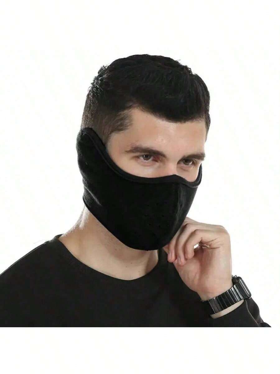 1pc Winter Fleece Warm Mask & Ear Cover Outdoor Motorcycle Cold & Windproof Face Shield