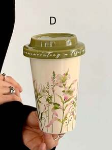 1 bộ cốc Wind Bell Lily có nắp, bộ cốc và đĩa sứ chất lượng cao, cốc đựng sữa ăn sáng, đĩa đựng đồ ăn nhẹ, cốc đựng nước trà chiều, thích hợp cho gia đình, nhà hàng, quán cà phê, quà tặng cho bạn bè - Nhiều màu - Xem 14