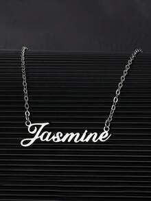 1 Peça Colar Personalizado com Nome Vazado Dourado e Prata, Colar Personalizado de Aço Inoxidável Dourado com Nome Vazado, Presente de Joia de Casamento, Natal para Amigas, Família, Irmãos, Esposas, Um Bom Presente Dourado, Rosa, Estiloso, Moda de Outono, Vintage, Unissex, Simples, Casual, Hipster, Gótico, Punk Personalizado, Único, Presentes Ideais para Ela