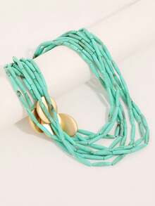 1 pieza Collar de cuentas de varios niveles y colores contrastantes de alta gama, que muestra un estilo único y personalizado