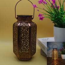 1PC Solarlights,Solar Outdoor Lights,Solar Bamboo Lantern,Solar Lantern Outdoor Waterproof Solar Light For Outdoor Hanging Solar Light Outdoor Solar Light Decoration For Garden,Yard,Patio,Porch,Trees,Lawn,Path,Retro And Exquisite,Metal,European-Style Wrought-Iron Decorative Hanging Ornaments.They Are In A Baroque Style And Serve As Decorative Hanging Pieces,Wall Decor,Room Decor,Home Decor,Fall Decor