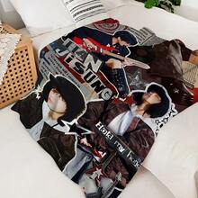 Jisung Themed Flannel Blanket - Soft Warm All-Season K-Pop Inspired Bedding With Lyrics & Music Notes   Cozy Gift For Fans  Machine Washable Contemporary Style Home Decor - 彩色 - 查看 4