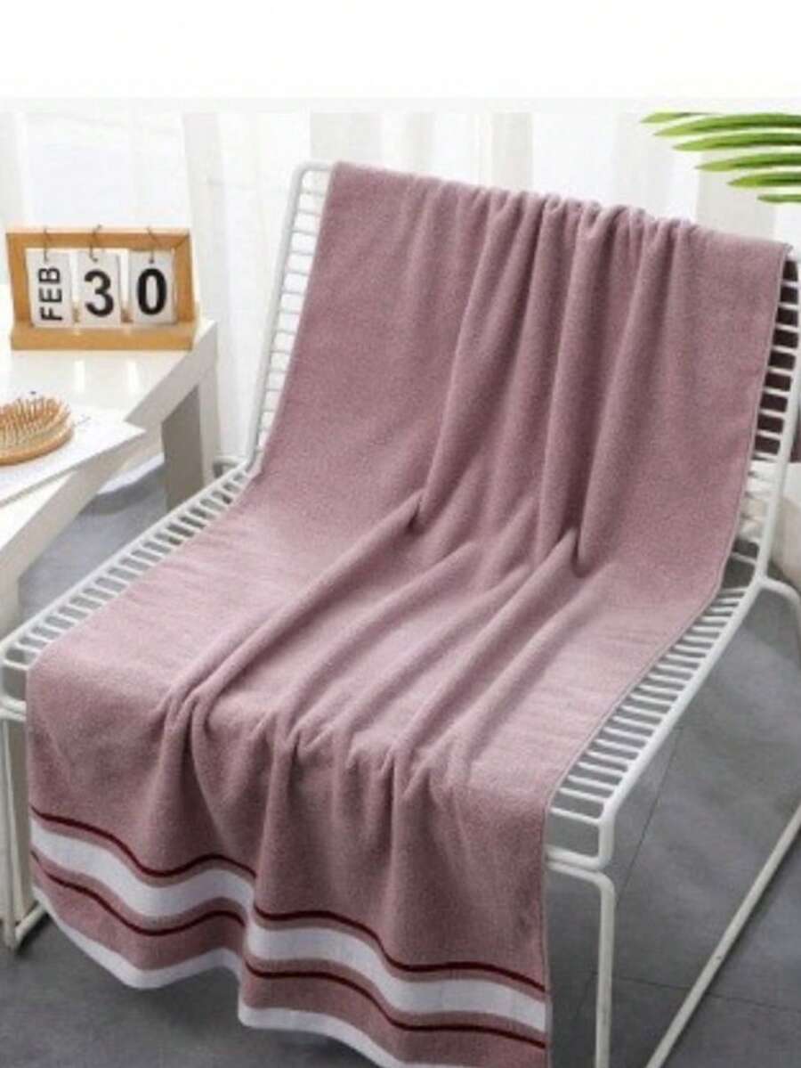1pc 100% Pure Cotton Bath Towel, Super Soft, Size 27.55 X 55.11 Inches-High-Density, Thick, Highly Absorbent Beach Towel, Suitable For Couples, Families, Poolside, Beauty Salons, Hotels, Bathrooms, Spas, And Hot Tubs-Modern Style, 350g/M², Spacious Design, Plush Texture, Skin-Friendly Towel. - Multicolor - View 1