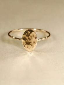 1 Piece Of Vintage Hammered Copper Women's Ring, Suitable For Daily Leisure Travel Party Wear - 金色 - 查看 10
