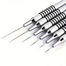 6-Piece Precision Nail Art Brush Set - Ultra-Detail And Dotting Brushes For Gel Nail Polish Design, Easy-To-Use Nail Art Tools For Detailed Stripes And Clear Lines, Nail Art Supplies - 鍍銀-6件套 - 查看 3