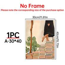 1 pieza Pintura en lienzo de estilo artístico decorativo, minimalista moderno con bailarina en forma de pila de libros, adecuado para sala de estar, dormitorio, oficina en casa, comedor y otros espacios, póster de tema de moda para decoración interior, regalo ideal para decoración del hogar, arte de pared en lienzo, póster de habitación, decoración del hogar, estética de decoración de habitación, suministros de decoración de habitación. Decoración de habitación, marco opcional - Multicolor - Ver 14
