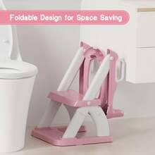 Potty Training Toilet Seat With Step Stool Ladder, 2-In-1 Toddler Potty Seat With Removable Triangular Stable Base, Splash Guard, Non-Slip Pads And Step Stool, Dinosaur Design With Multiple Color Options - Pink - View 7