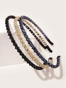 Bộ 3 băng đô mỏng, thanh lịch và đa năng, đính đá và hạt cườm, lý tưởng cho những buổi đi chơi, băng đô chống trượt khi rửa mặt, băng đô kiểu hoàng gia, băng đô cài tóc, phụ kiện tóc, phụ kiện đội đầu - Nhiều màu - Xem 4