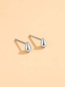 2pcs Fashionable Mini Smooth Water Drop Stud Earrings, Versatile Personalized Minimalist Earrings, Daily Wear For Women