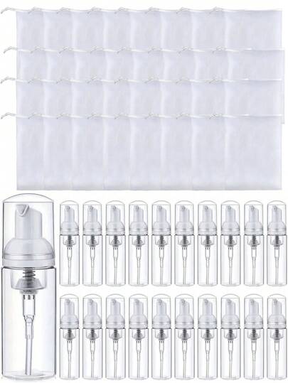 30/60 مل موزع رغوة للتنظيف الوجه قابل للتعبئة، مزود بشبكة رغوة، حاوية سفر، حجم سفر صغير لموزع الصابون والرغوة، موزع لوشن اليد والشامبو والمستحضرات التجميلية، زجاجة بمضخة محمولة فارغة للسفر، اكسسوارات السفر، لوازم ضرورية للسكن الجامعي والعودة للمدرسة، مناسبة للأعمال والسفر والمدرسة والتسوق والشاطئ وغيرها من المناسبات