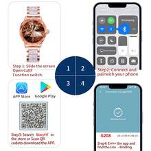 Ceas inteligent pentru femei, funcție de apel wireless, pedometru, calorii, tracker de fitness, ceas inteligent, fotografie de la distanță, control muzical, memento menstrual feminin, potrivit pentru telefoane iOS și Android, cu curea din silicon 1PC