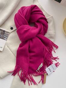 1条简约百搭高品质纯色仿羊绒保暖流苏围巾，时尚柔软的女士披肩，适合外衣装饰和连衣裙颈部保暖。 - 彩色 - 查看 22