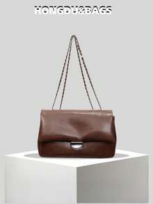 Fashionable New Women's One Shoulder Envelope Bag, Minimalist Retro Style Solid Color PU Leather With Metal Decor, Elegant Quality Versatile Bag Suitable For Travel, Shopping, Commuting