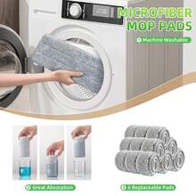 1 Set, Comes With 6 Replaceable Microfiber Pads, Household Mop And Bucket Set, Hands-Free Mop, Flexible Rotating Flat Mop, Wet And Dry Cleaning, Bucket Scraping, Easy Cleaning, Cleaning Supplies, Cleaning Tools - 白灰 - 查看 4