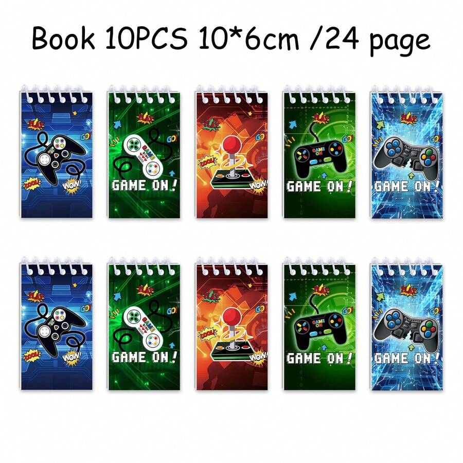 12pcs/Set Game Themed Spiral Notebooks, Student Notebooks, Word Notebooks, Spiral Notebooks, Fabric Notebooks, Memo Pads, School Supplies, Student Prizes, Party Memo Books, Back To School Stationery, Christmas Memo Pads - Multicolor - View 1