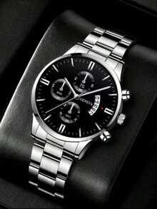 Gift Box Set, Wedding Gift, Birthday Gift, Christmas Gift, Gift For Lover, Father, Teacher, Company Annual Meeting, Employee, Business Men's Classic Fashion Quartz Watch + Wallet + Gift Box