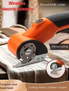3.6V 可充电无线电动剪刀，圆形刀片纸板切割器，带工作灯，USB 充电线，多功能切割工具，适用于地毯、皮革和织物