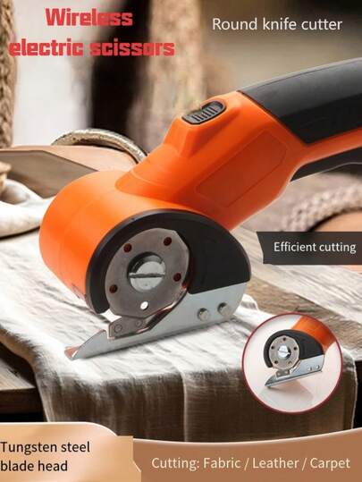 3.6V 可充电无线电动剪刀，圆形刀片纸板切割器，带工作灯，USB 充电线，多功能切割工具，适用于地毯、皮革和织物