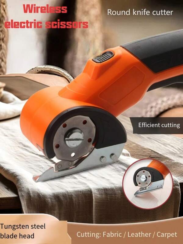 Wireless Electric Scissors, 3.6V Rechargeable Lithium Battery Cordless Circular Knife Paperboard Cutting Scissors, With Working Light, Comes With USB Charging Cable, Multi-Purpose Cutting Tool, Suitable For Cutting Carpets And Leather, Strong Fabric Cutter