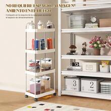 Carrito Organizador, Carrito Auxiliar de 4 Niveles, Organizador con Ruedas con 4 Cestas Colgantes, Organizador para Sala, Cocina, Oficina, Bao 4 Niveles - 4 Niveles - Ver 5