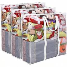 Bolsa de almacenamiento transparente para regalo, organizador de ropa, con cierre, decoracin de Navidad, bolsa de vinilo para debajo de la cama, ropa de cama, almohada de lino, bolsa de tela, asas reforzadas blanco, 3 - blanco - Ver 4