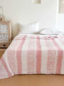 1pc Double-Sided Thick Jacquard Striped Blanket, Modern Polyester Fiber 3D Jacquard Blanket, Suitable For Bed, Sofa, Living Room, Nap, Washable, Winter